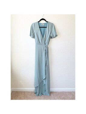 Show Me Your Mumu Sophia Silver Sage Wrap Dress Women's Small S